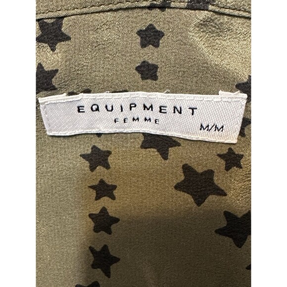 Equipment Cadence Size M Silk Stars Print Long Sleeve Dress Boho Feminine Fall - Picture 11 of 12